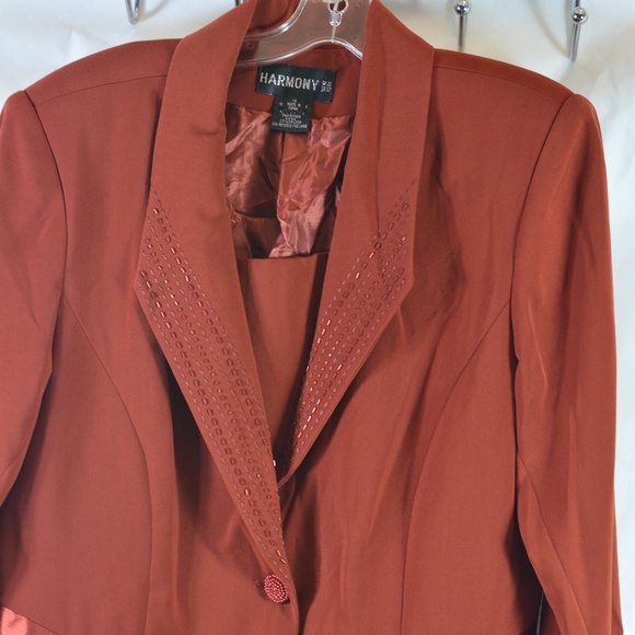 Beaded/Embellished Rust Coloured Special Occasion 2 pc suit SZ 14 Harmony NY NWT - Picture 6 of 11